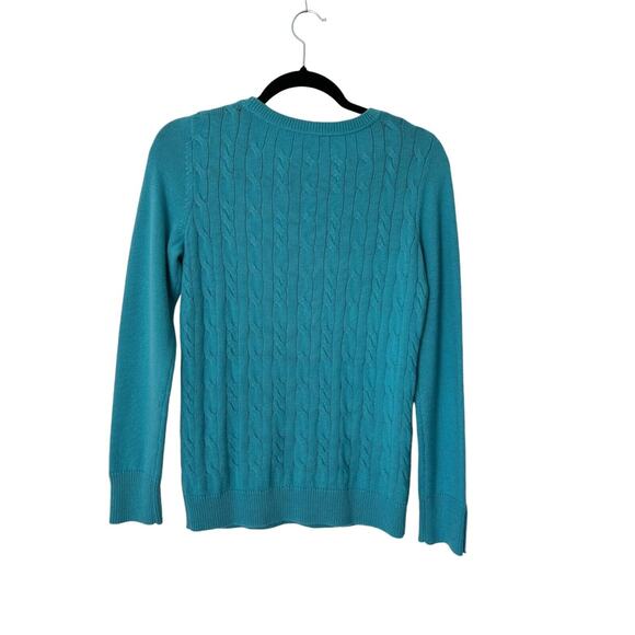 Talbots Sweater Womens Size XS Teal Blue Cable Knit Lambswool Blend Long Sleeve - Picture 5 of 10